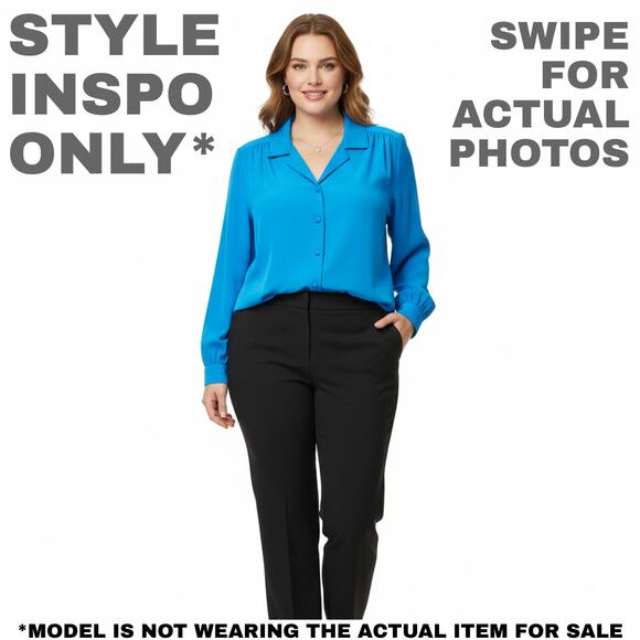 L'Gante Blue Button-Down Blouse Size 20 - Made in USA! 0266 - Picture 2 of 6